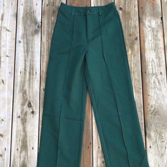 Deep teal colour pleated trousers - Picture 3 of 3